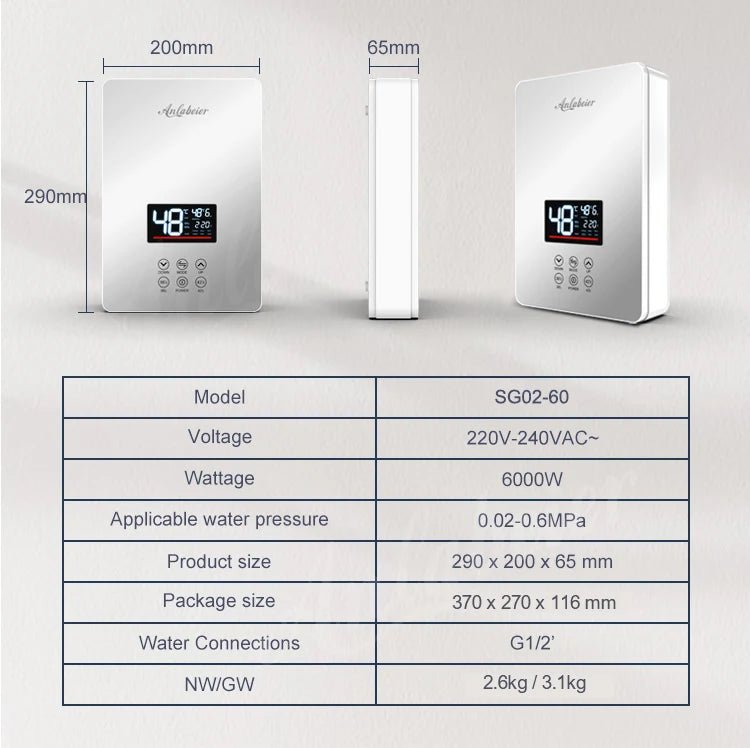 Water Heater With Shower Set 220V 6kw Water Heater Electric Water Heater Electric Smart Shower Control - Smoothy Home