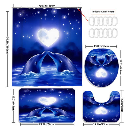 Whale Ocean Bathroom Curtain Set - Smoothy Home