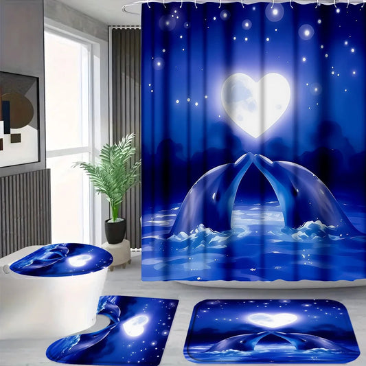 Whale Ocean Bathroom Curtain Set - Smoothy Home