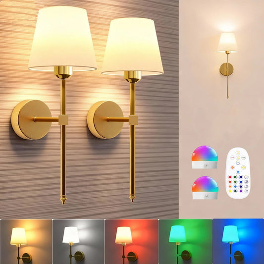 Wireless battery powered wall lamp rechargeable wall lamp dimmable detachable bulb remote control 10 color wireless wall lamp - Smoothy Home