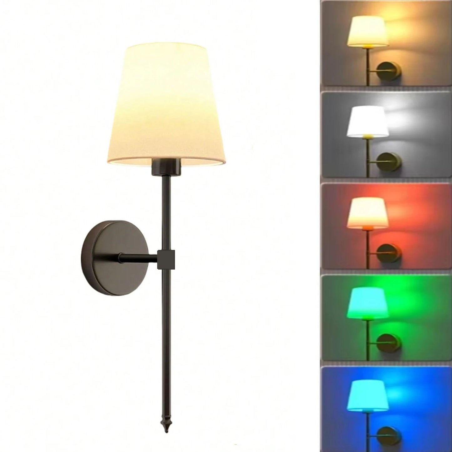 Wireless battery powered wall lamp rechargeable wall lamp dimmable detachable bulb remote control 10 color wireless wall lamp - Smoothy Home