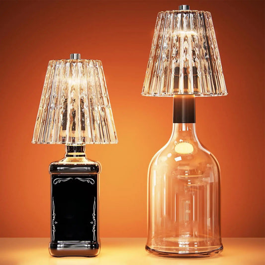 Wireless Bottle Lamp 3-Color Touch Dimming Cordless Lampshade Rechargeable Wine Bottle Lights for Bedroom Living Room Kitchen - Smoothy Home