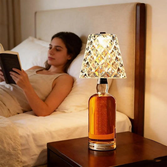 Wireless Bottle Lamp 3-Color Touch Dimming Cordless Lampshade Rechargeable Wine Bottle Lights for Bedroom Living Room Kitchen - Smoothy Home