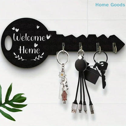 Wooden Frame Wall Mounted Modern Storage Organizer Creative Key Wall Storage Hook Boxwood Retro Hanging Storage Rack Clothing - Smoothy Home