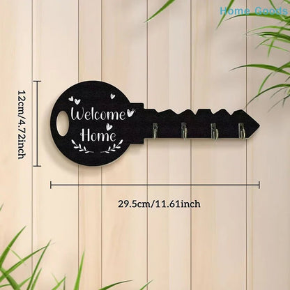Wooden Frame Wall Mounted Modern Storage Organizer Creative Key Wall Storage Hook Boxwood Retro Hanging Storage Rack Clothing - Smoothy Home