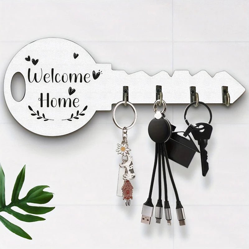 Wooden Frame Wall Mounted Modern Storage Organizer Creative Key Wall Storage Hook Boxwood Retro Hanging Storage Rack Clothing - Smoothy Home