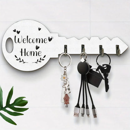 Wooden Frame Wall Mounted Modern Storage Organizer Creative Key Wall Storage Hook Boxwood Retro Hanging Storage Rack Clothing - Smoothy Home