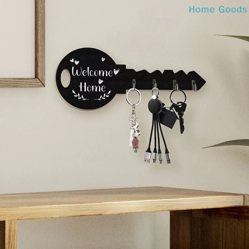 Wooden Frame Wall Mounted Modern Storage Organizer Creative Key Wall Storage Hook Boxwood Retro Hanging Storage Rack Clothing - Smoothy Home